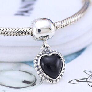 Pandora Black Onyx Evil Heart Clip Charm for Bracelet & Necklace World Cup Sale
